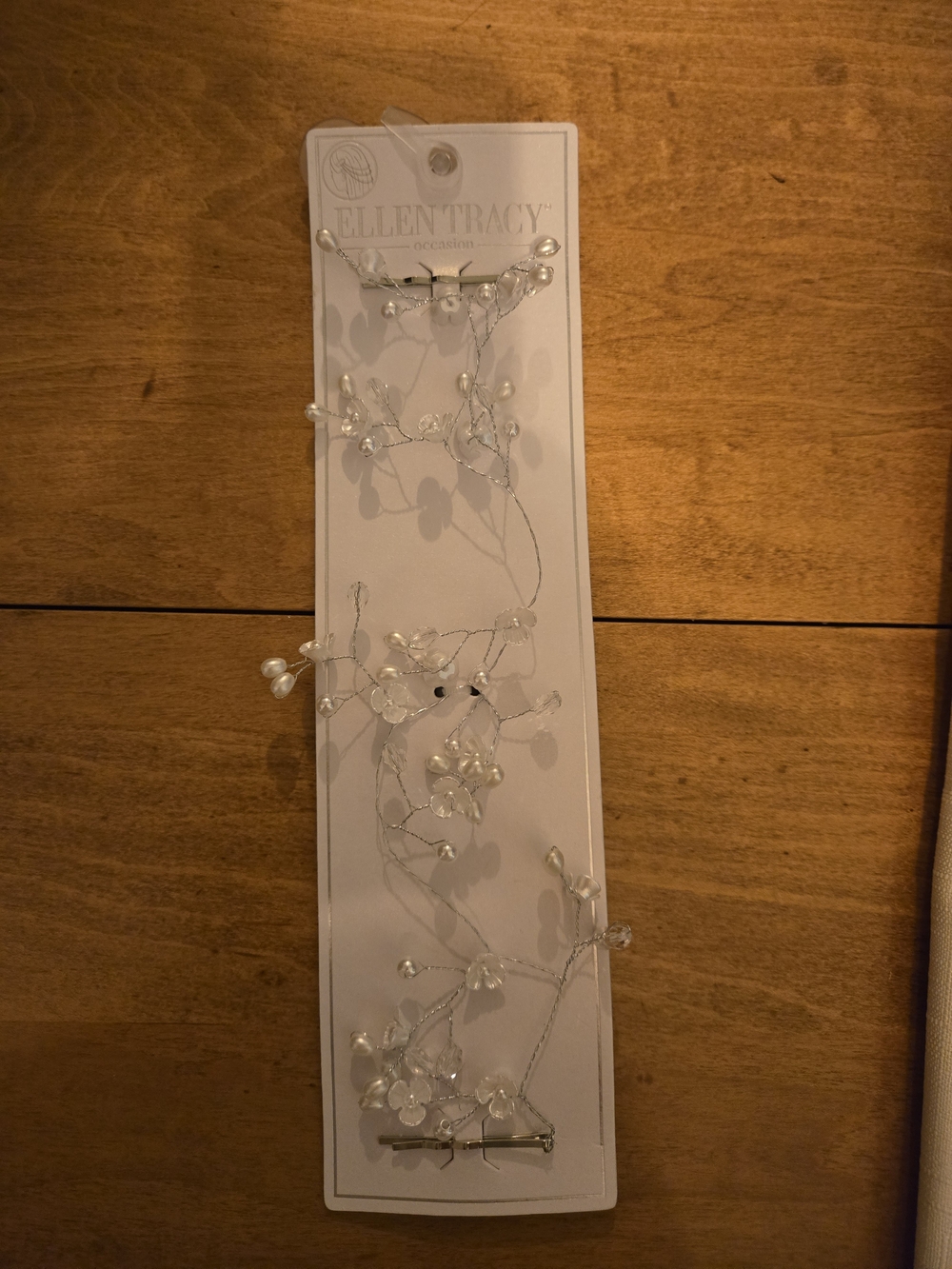 Ellen Tracy Occasion Pearl & Crystal Floral Hair Vine Bridal Wedding N